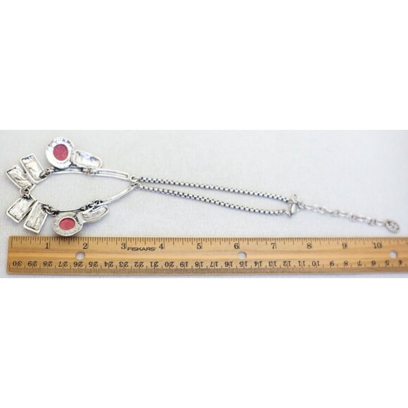 18 inch, Vintage Purple Beads Silver Tone Avant Garde Bib Necklace - J1 - Picture 3 of 3